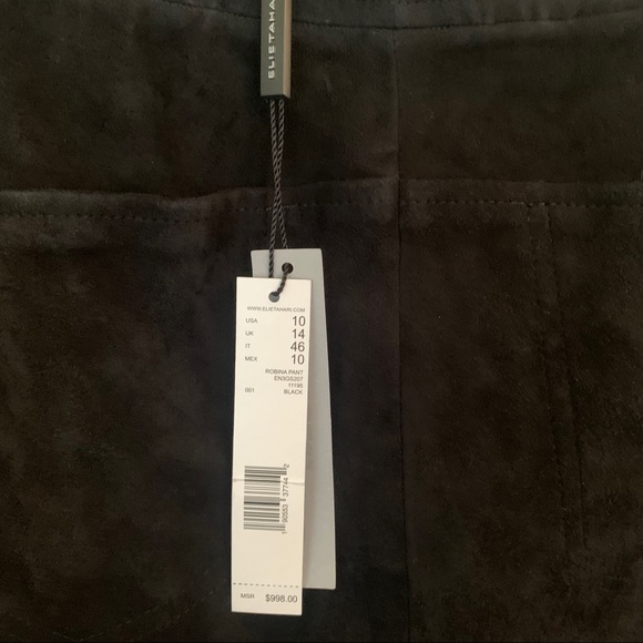 NWT ELIE TAHARI Robina Black Suede Leather Cropped Pants | $995 Retail | Size 10 - Picture 6 of 7